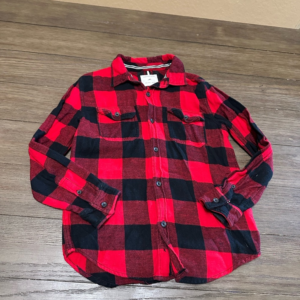 Sz 9/10 cm 140 Cactus Boys Red and Black Checkered/Plaid Flannel Shirt